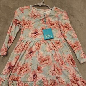 Posh Peanut Floral Kids Dress - Pink and Blue